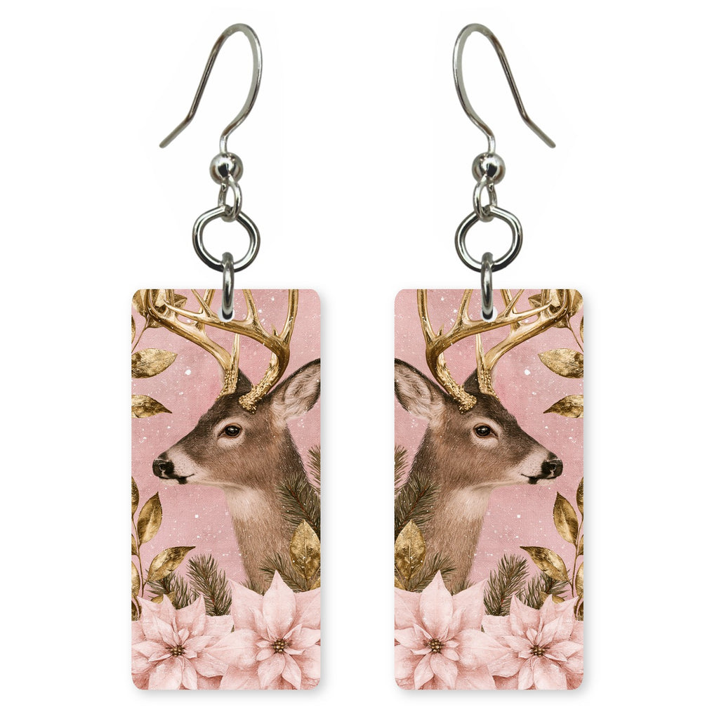 Poinsettia Deer Earrings | FW389