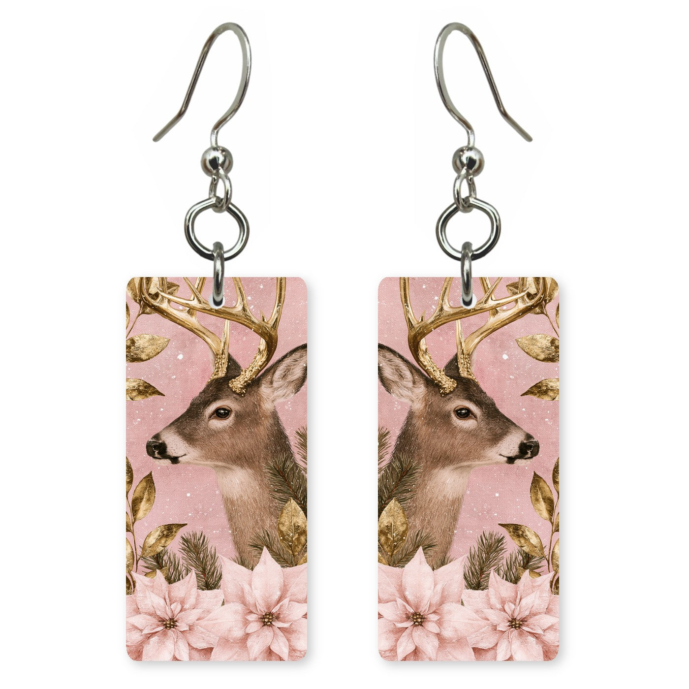 Poinsettia Deer Earrings | FW389