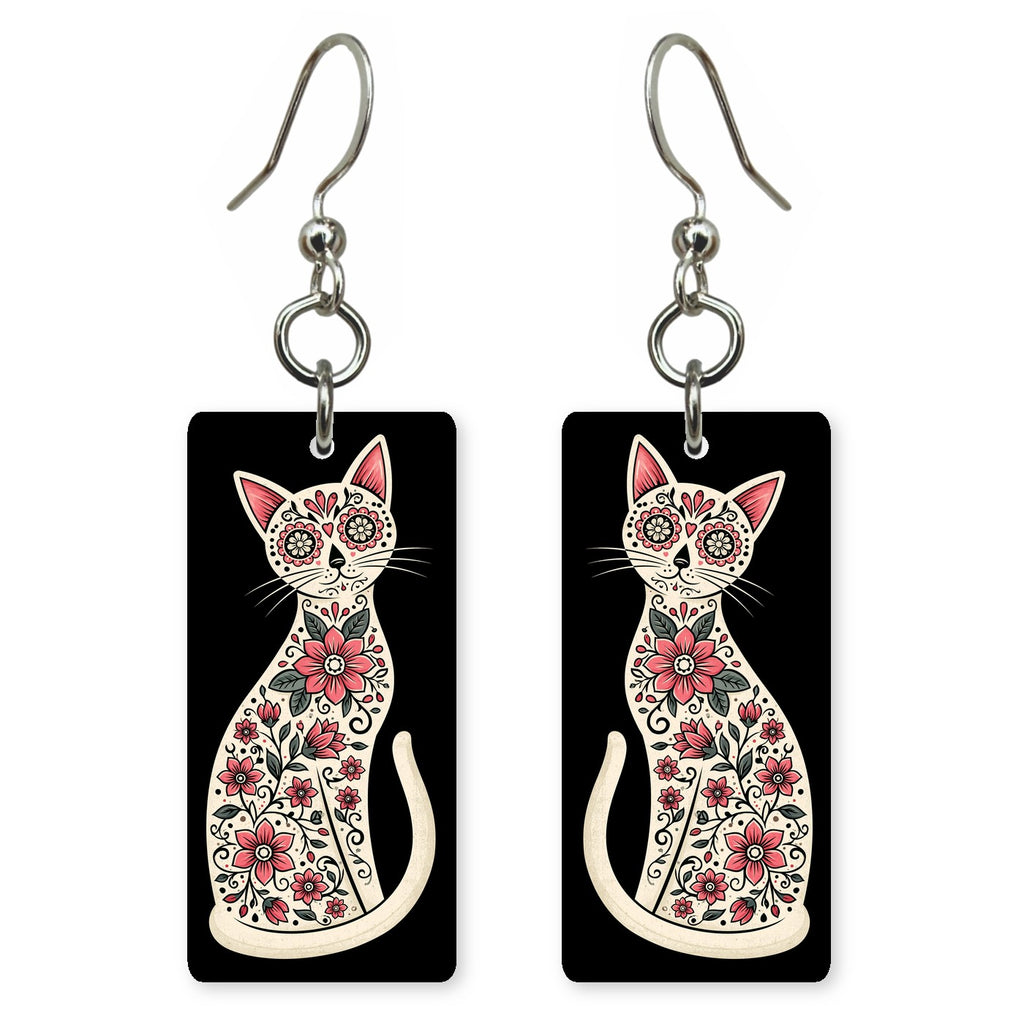 Rose Skull Cat Earrings | FW422