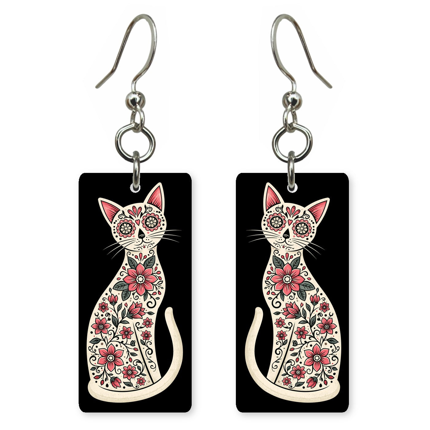 Rose Skull Cat Earrings | FW422