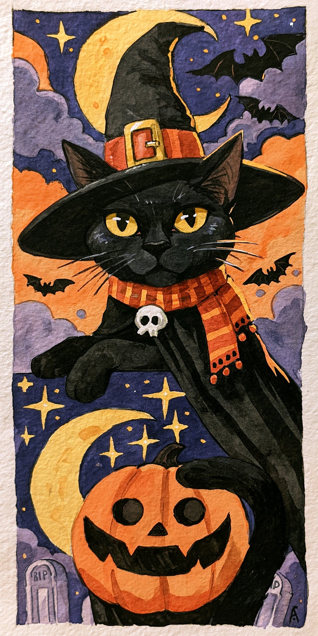 Pumpkin Witch Cat Earrings | FW432