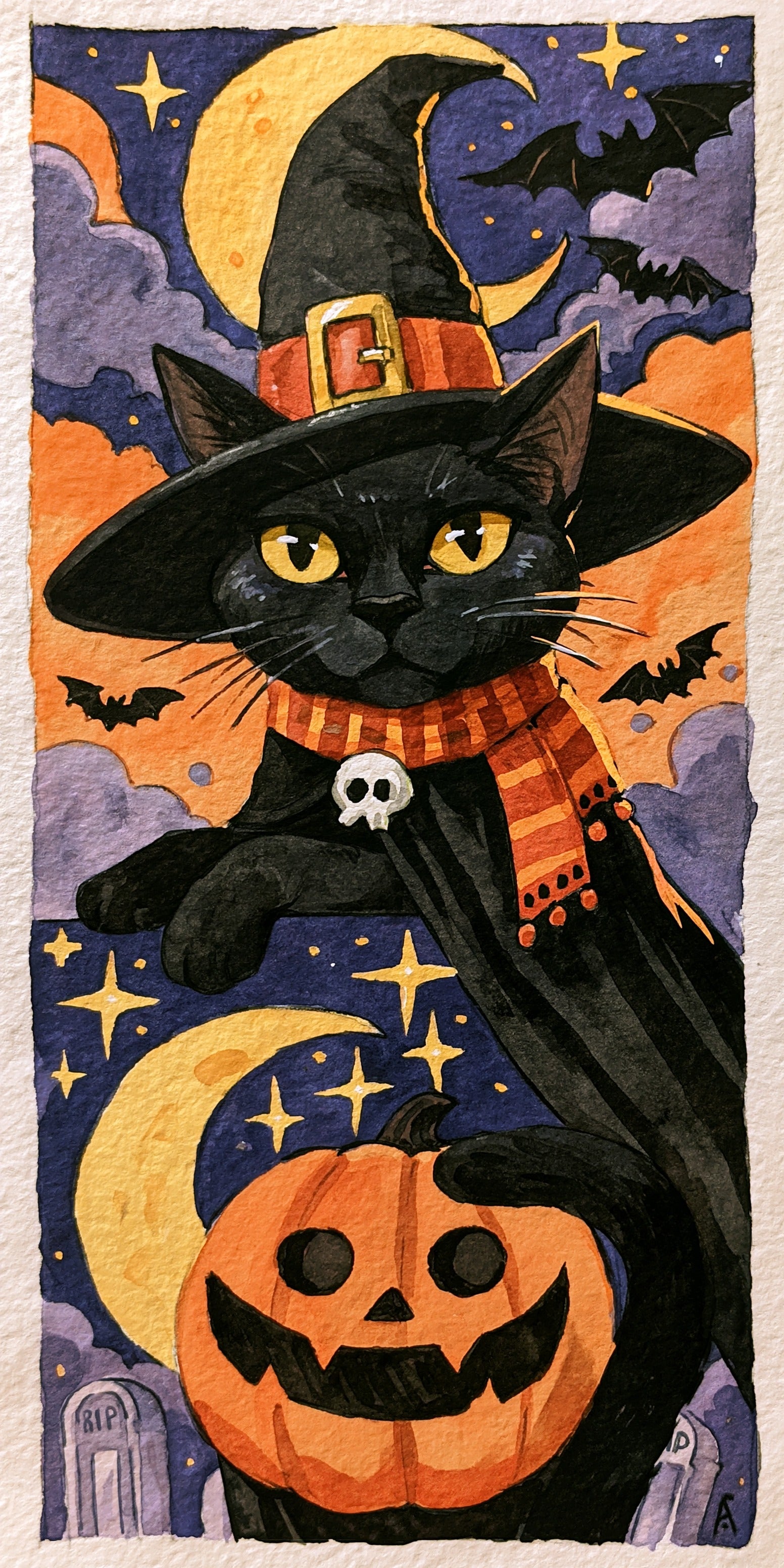 Pumpkin Witch Cat Earrings | FW432