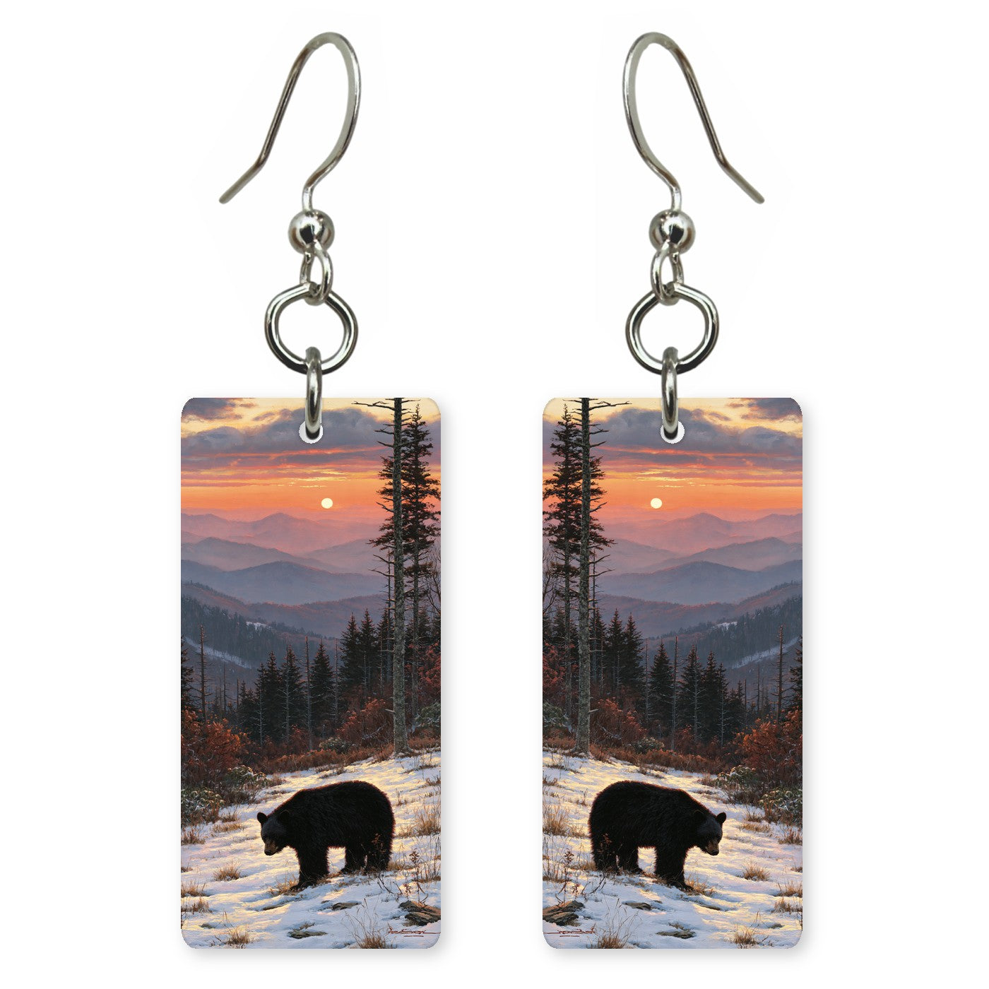 Sunset Snow Bear earrings