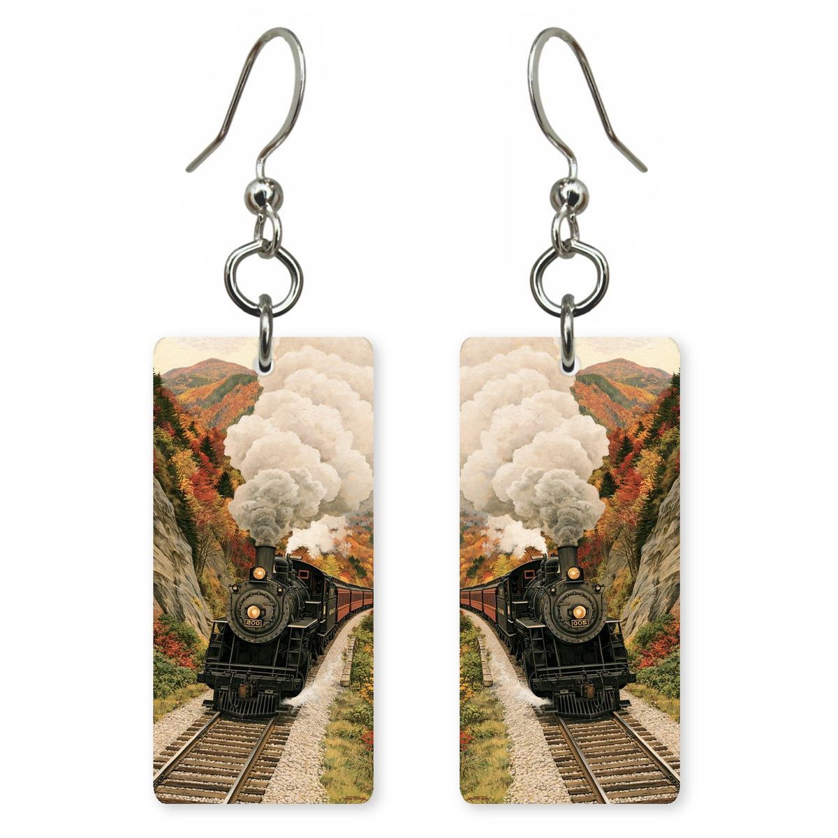 Autumn Steam Train earrings