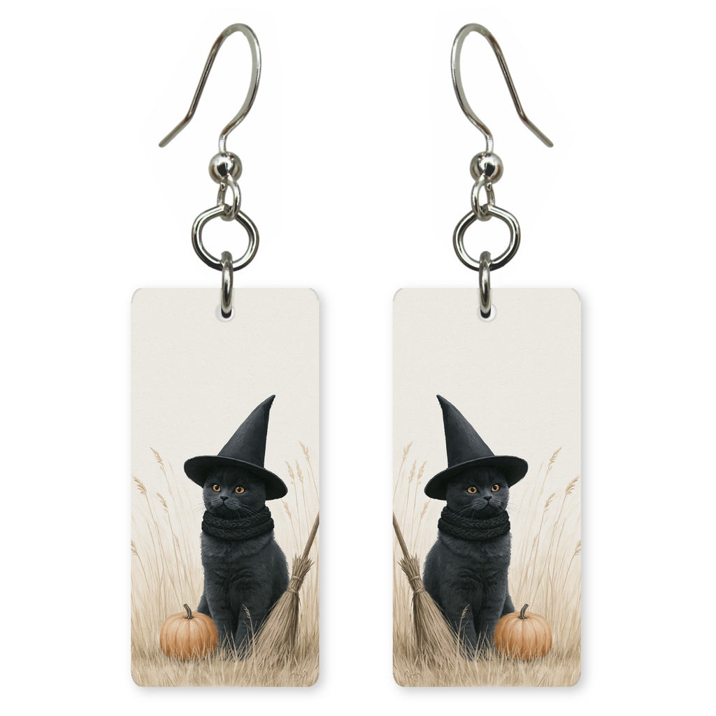Pumpkin Witch Cat earrings