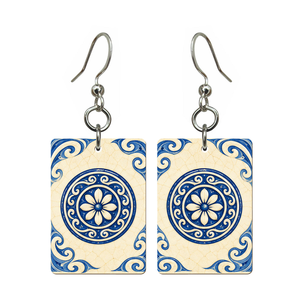 Pottery Wind One Dot Mahjong Earrings | FWMJ100 — earring pair