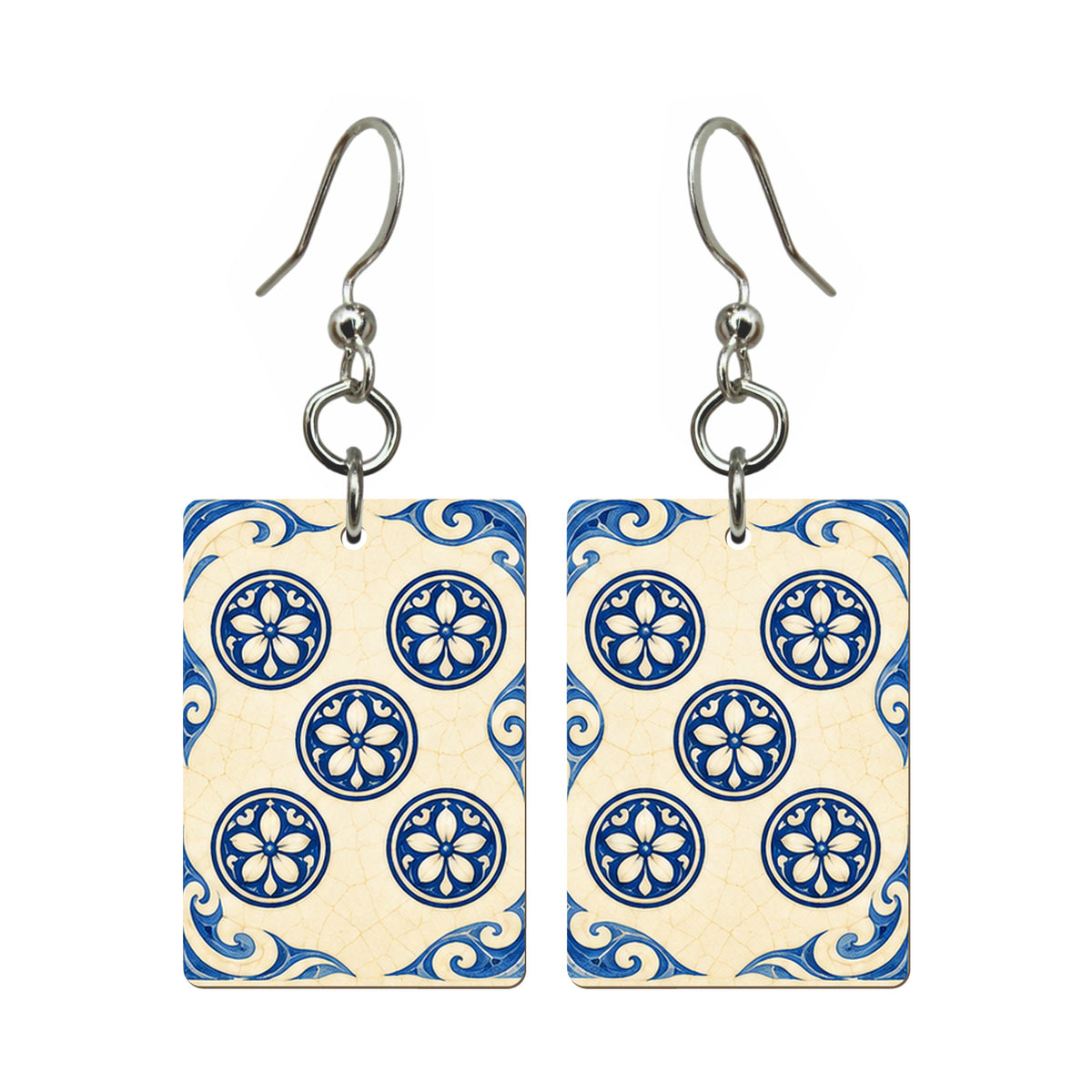 Pottery Wind Five Dot Mahjong Earrings | FWMJ101 — earring pair