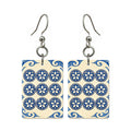 Pottery Wind Nine Dot Mahjong Earrings | FWMJ102 — earring pair