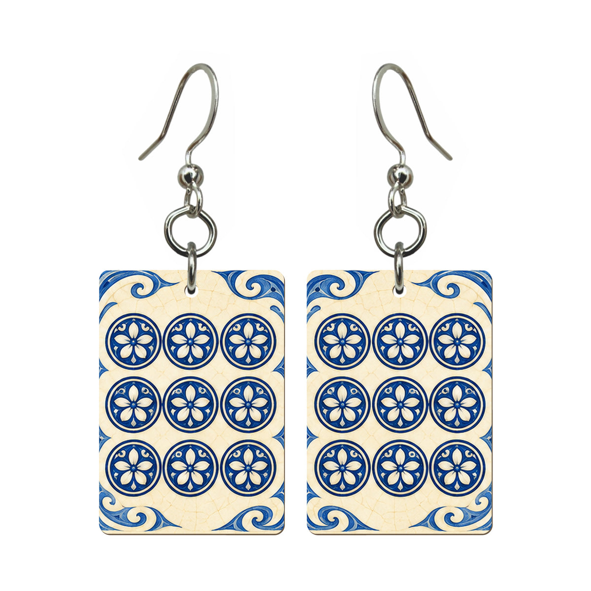 Pottery Wind Nine Dot Mahjong Earrings | FWMJ102 — earring pair