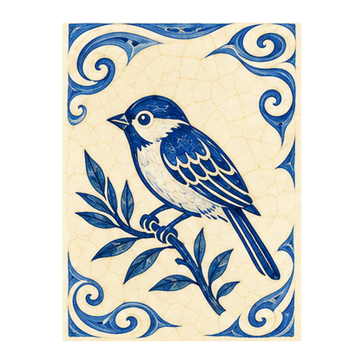 Pottery Wind Bamboo Bird Mahjong Earrings | FWMJ103 — artwork detail