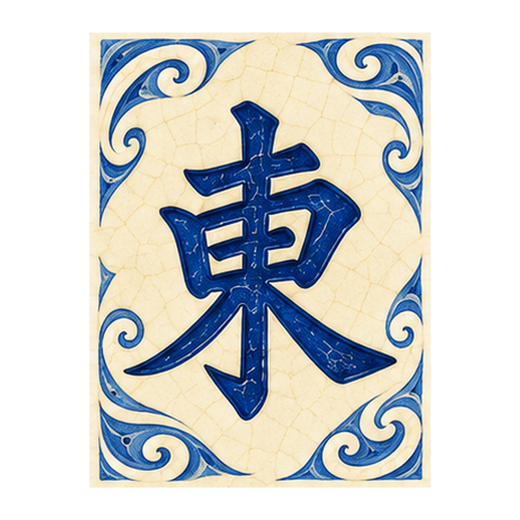 Pottery Wind East Wind Mahjong Earrings | FWMJ106 — artwork detail
