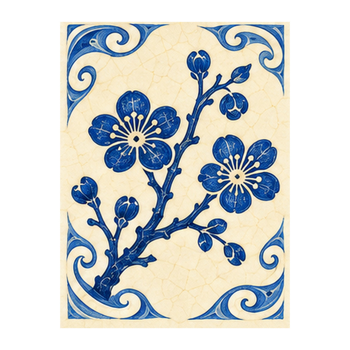 Pottery Wind Plum Blossom Mahjong Earrings | FWMJ110 — artwork detail