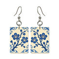 Pottery Wind Plum Blossom Mahjong Earrings | FWMJ110 — earring pair