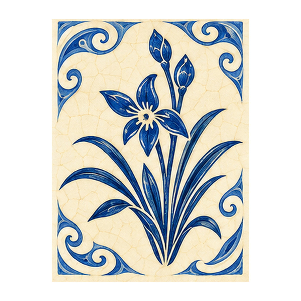 Pottery Wind Orchid Mahjong Earrings | FWMJ111 — artwork detail
