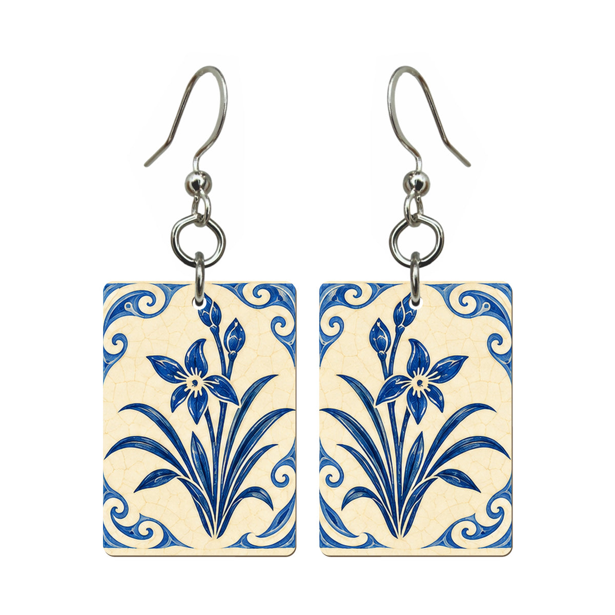 Pottery Wind Orchid Mahjong Earrings | FWMJ111 — earring pair