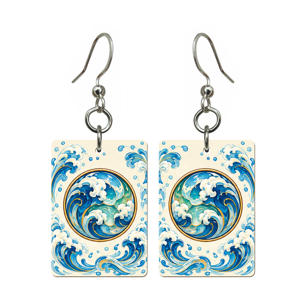 Tide Wind One Dot Mahjong Earrings | FWMJ112 — earring pair