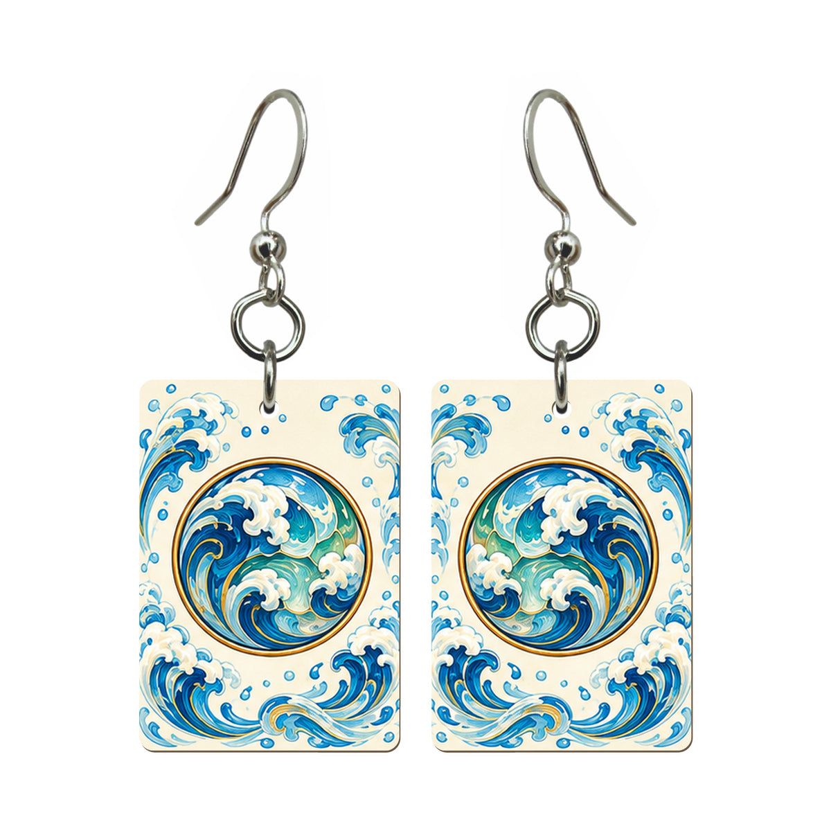 Tide Wind One Dot Mahjong Earrings | FWMJ112 — earring pair