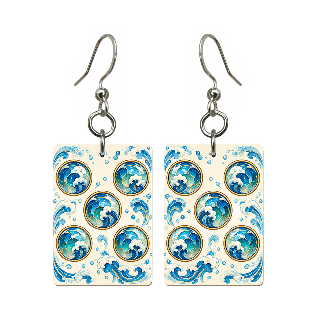 Tide Wind Five Dot Mahjong Earrings | FWMJ113 — earring pair