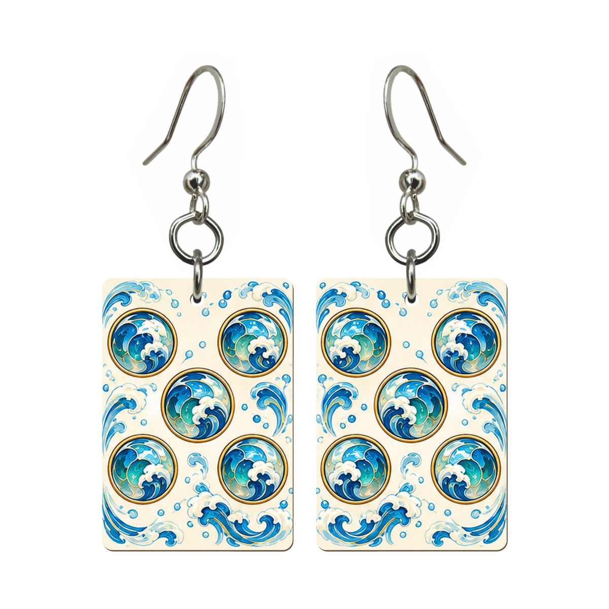 Tide Wind Five Dot Mahjong Earrings | FWMJ113 — earring pair