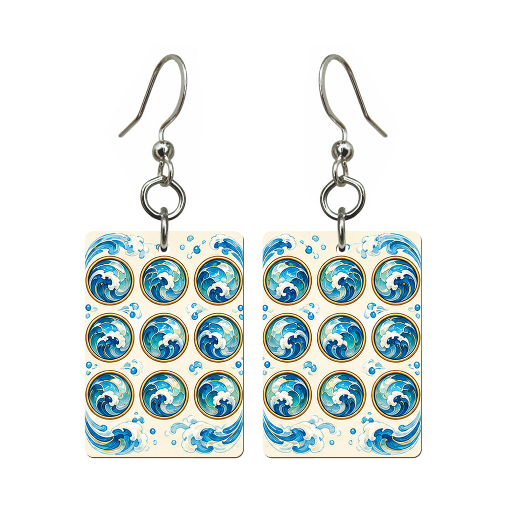 Tide Wind Nine Dot Mahjong Earrings | FWMJ114 — earring pair