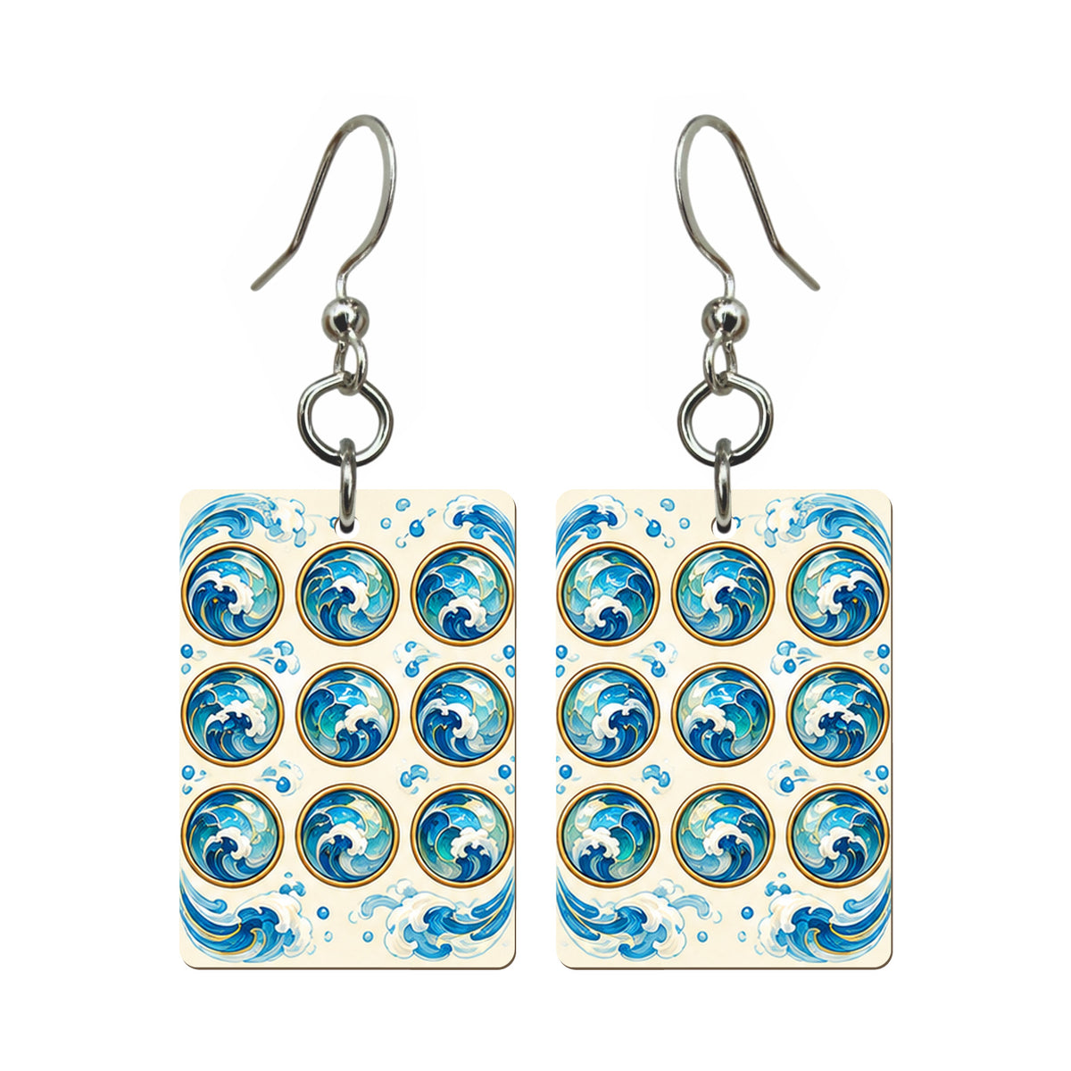 Tide Wind Nine Dot Mahjong Earrings | FWMJ114 — earring pair