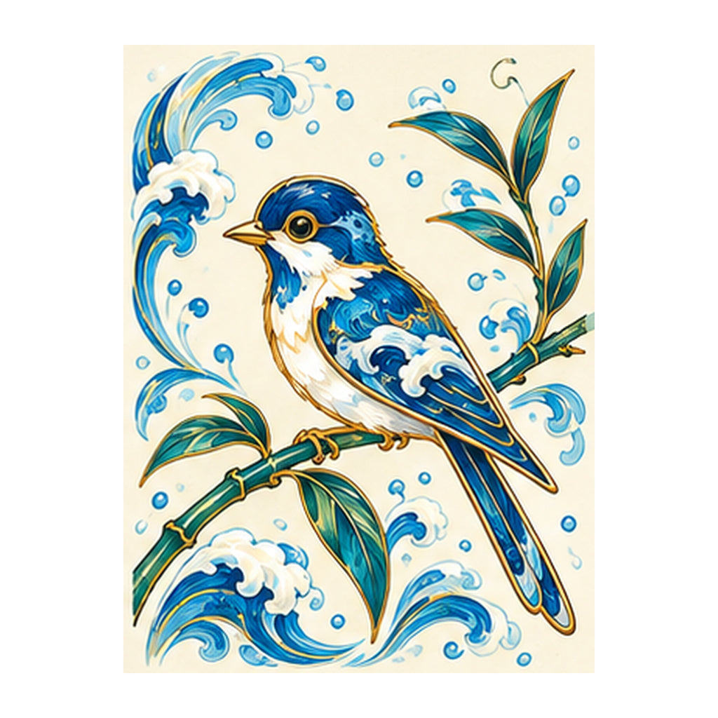 Tide Wind Bamboo Bird Mahjong Earrings | FWMJ115 — artwork detail