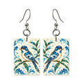 Tide Wind Bamboo Bird Mahjong Earrings | FWMJ115 — earring pair