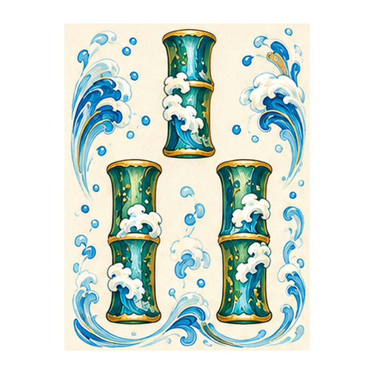 Tide Wind Three Bamboo Mahjong Earrings | FWMJ116 — artwork detail