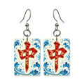 Tide Wind Red Dragon Mahjong Earrings | FWMJ119 — earring pair