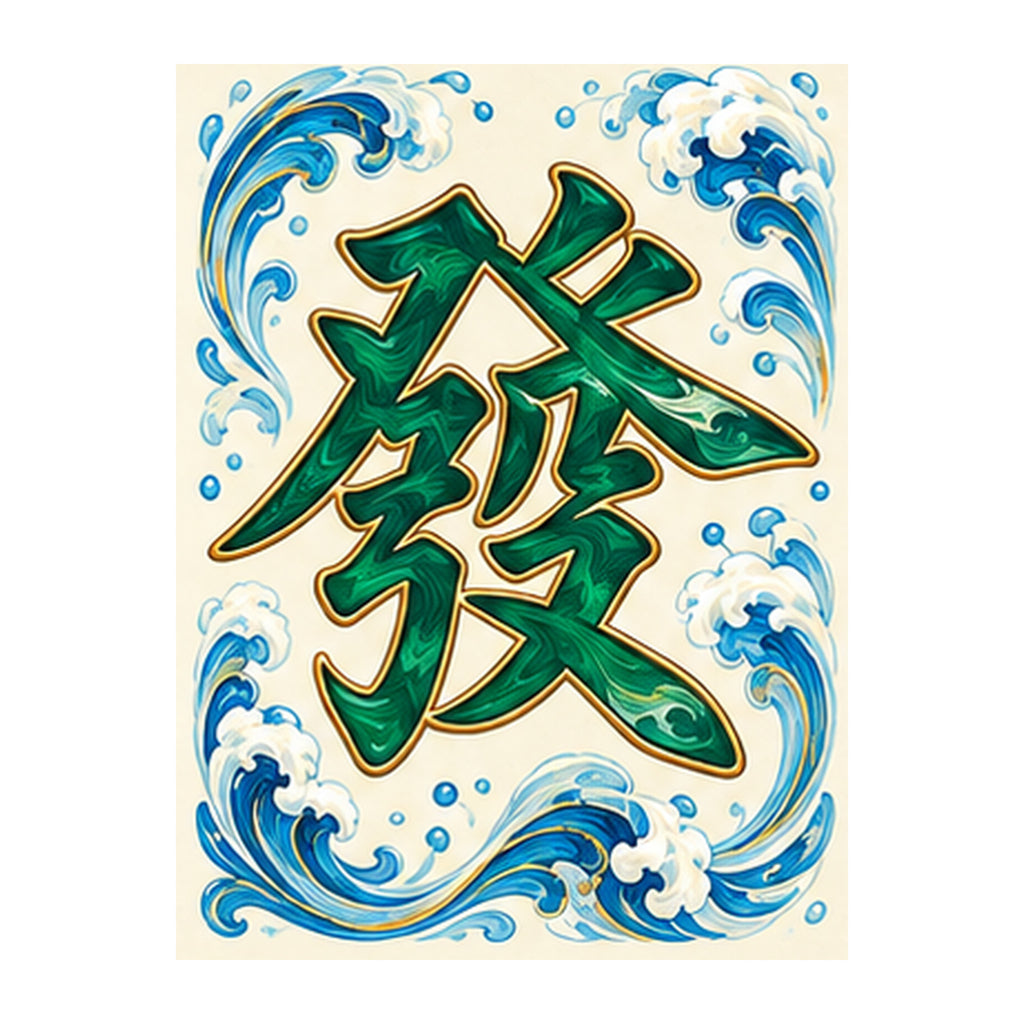 Tide Wind Green Dragon Mahjong Earrings | FWMJ120 — artwork detail
