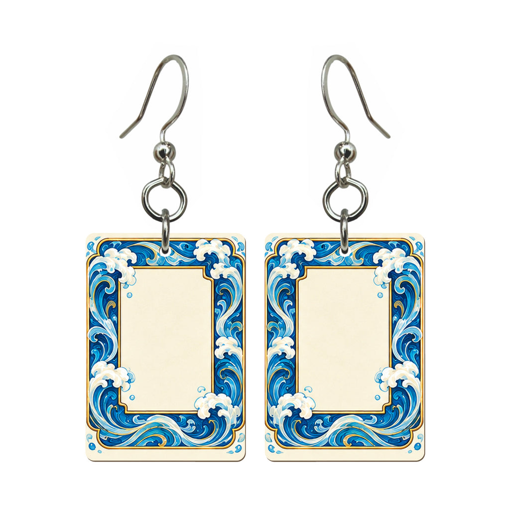Tide Wind White Dragon Mahjong Earrings | FWMJ121 — earring pair