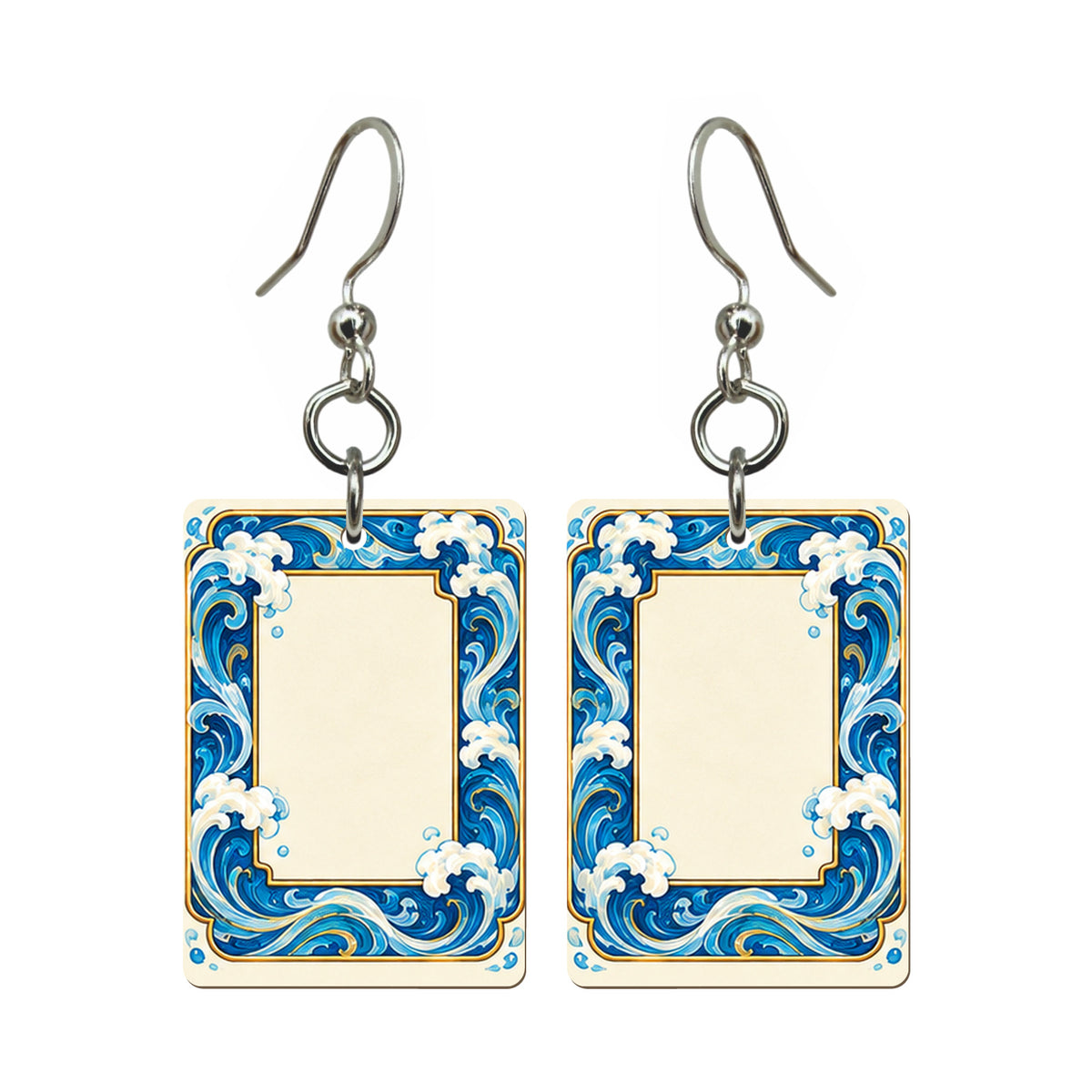 Tide Wind White Dragon Mahjong Earrings | FWMJ121 — earring pair