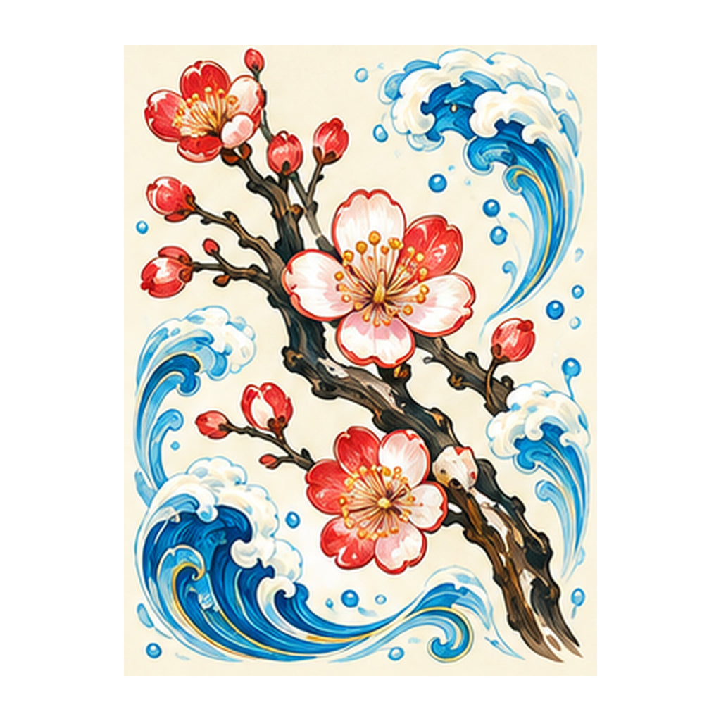 Tide Wind Plum Blossom Mahjong Earrings | FWMJ122 — artwork detail