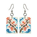 Tide Wind Plum Blossom Mahjong Earrings | FWMJ122 — earring pair