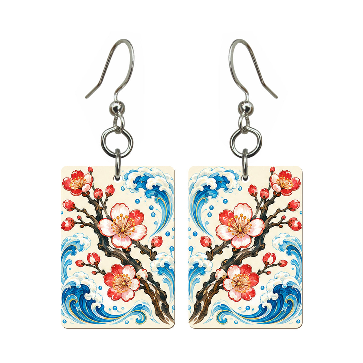 Tide Wind Plum Blossom Mahjong Earrings | FWMJ122 — earring pair