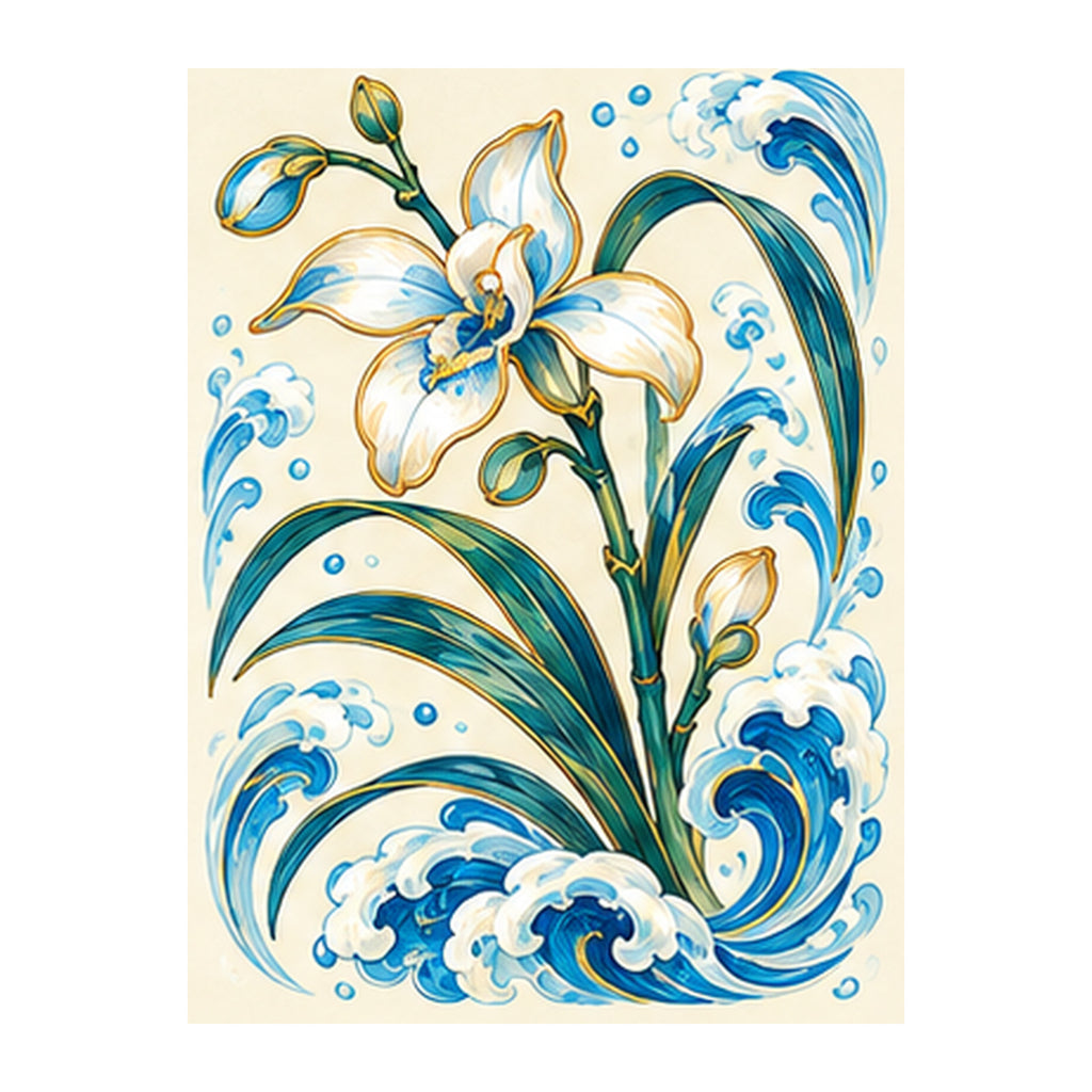 Tide Wind Orchid Mahjong Earrings | FWMJ123 — artwork detail