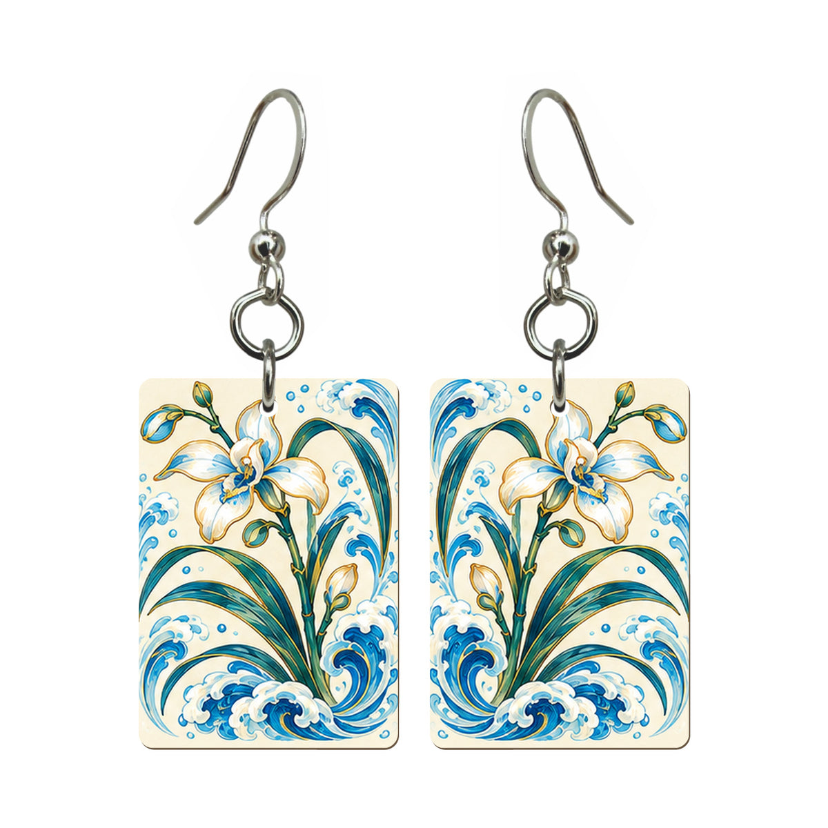 Tide Wind Orchid Mahjong Earrings | FWMJ123 — earring pair