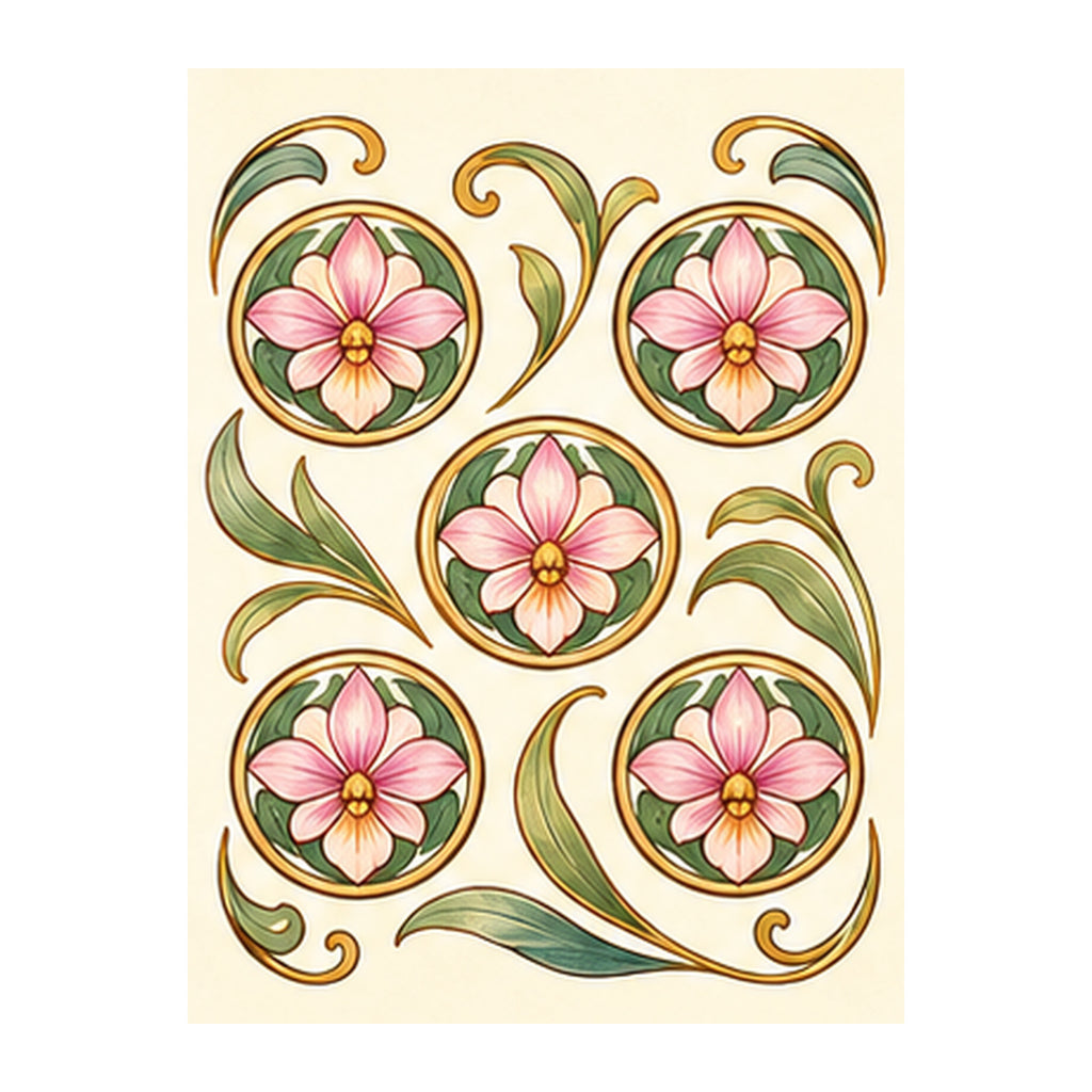 Nouveau Orchid Five Dot Mahjong Earrings | FWMJ125 — artwork detail