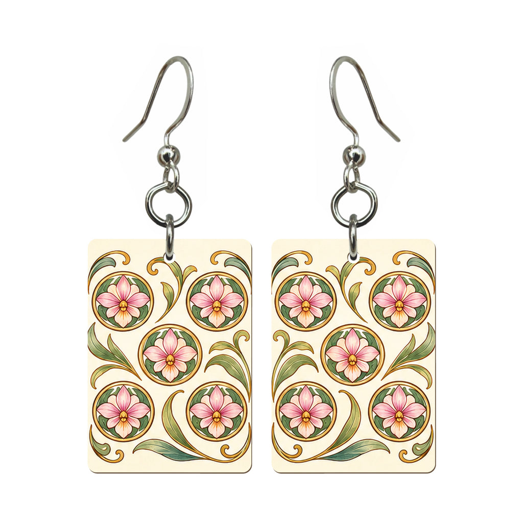 Nouveau Orchid Five Dot Mahjong Earrings | FWMJ125 — earring pair