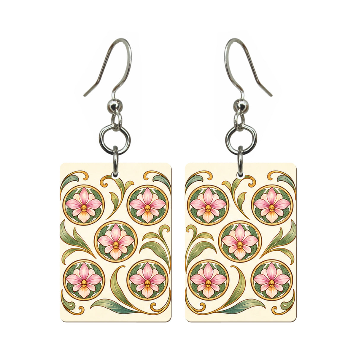 Nouveau Orchid Five Dot Mahjong Earrings | FWMJ125 — earring pair