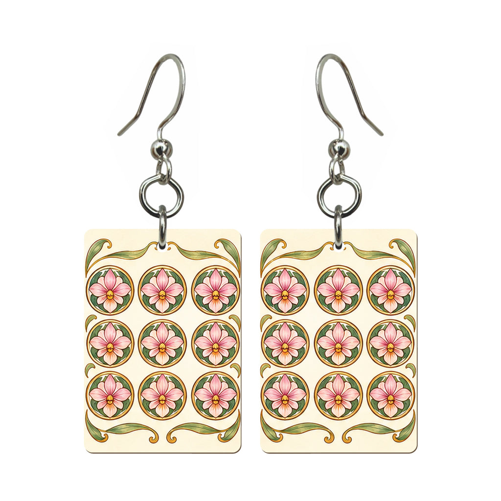 Nouveau Orchid Nine Dot Mahjong Earrings | FWMJ126 — earring pair