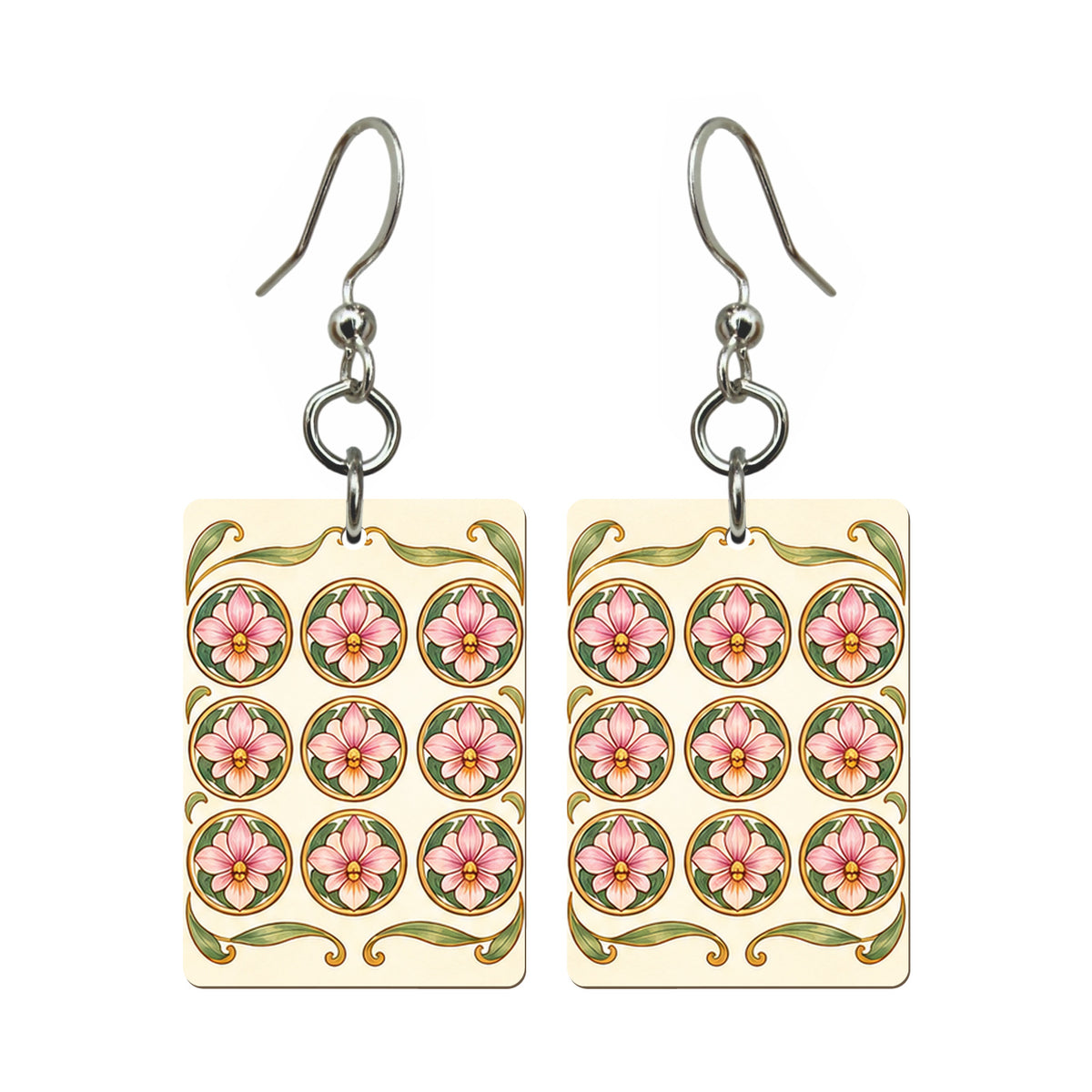 Nouveau Orchid Nine Dot Mahjong Earrings | FWMJ126 — earring pair