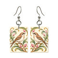 Nouveau Orchid Bamboo Bird Mahjong Earrings | FWMJ127 — earring pair
