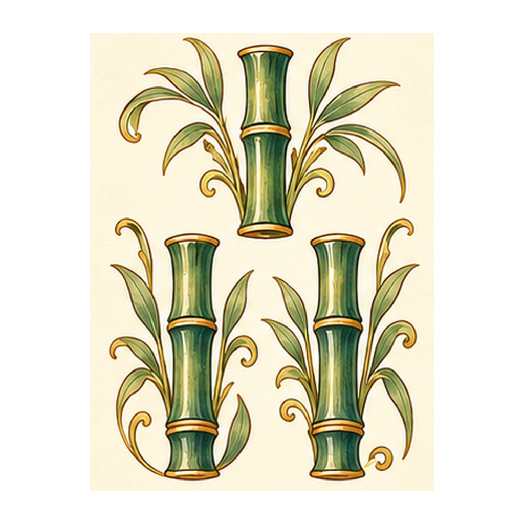 Nouveau Orchid Three Bamboo Mahjong Earrings | FWMJ128 — artwork detail