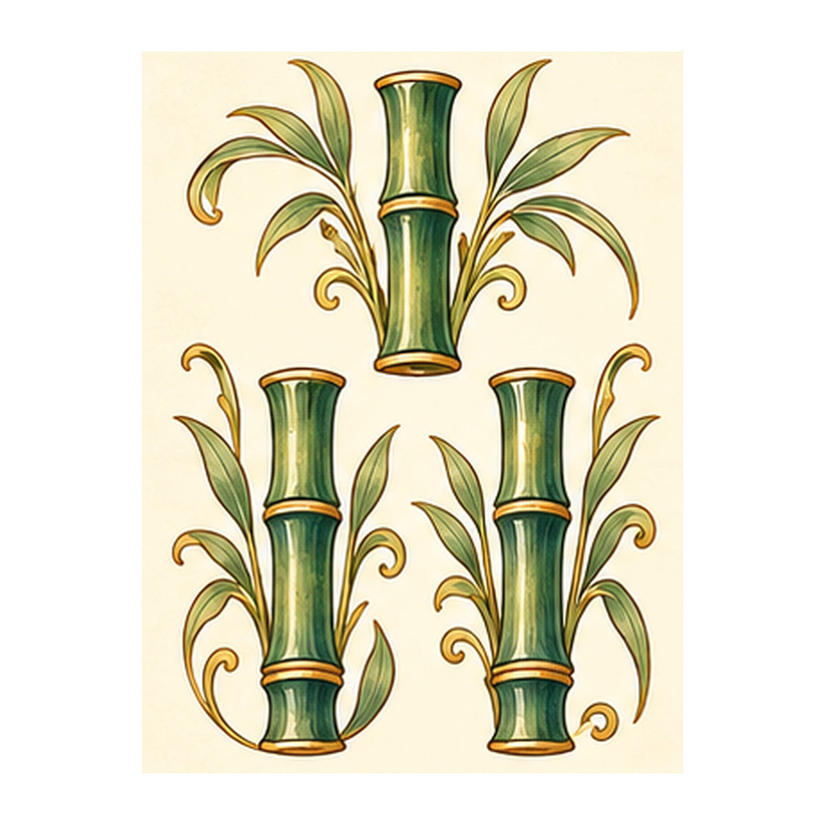 Nouveau Orchid Three Bamboo Mahjong Earrings | FWMJ128 — artwork detail