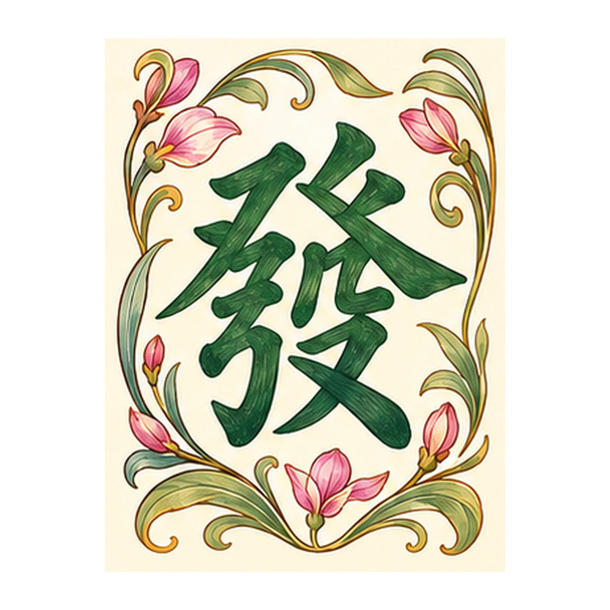 Nouveau Orchid Green Dragon Mahjong Earrings | FWMJ132 — artwork detail