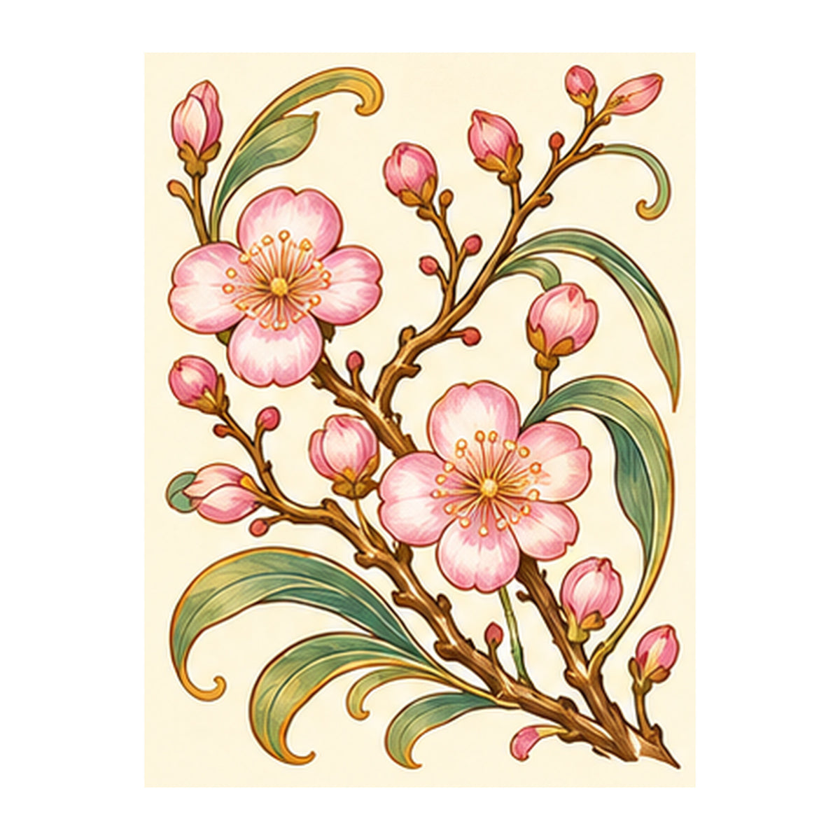 Nouveau Orchid Plum Blossom Mahjong Earrings | FWMJ134 — artwork detail