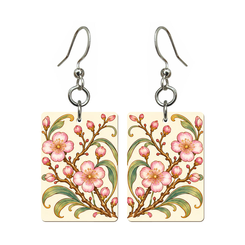 Nouveau Orchid Plum Blossom Mahjong Earrings | FWMJ134 — earring pair