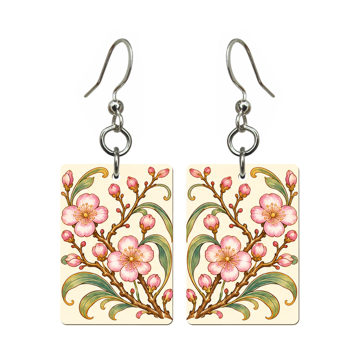 Nouveau Orchid Plum Blossom Mahjong Earrings | FWMJ134 — earring pair