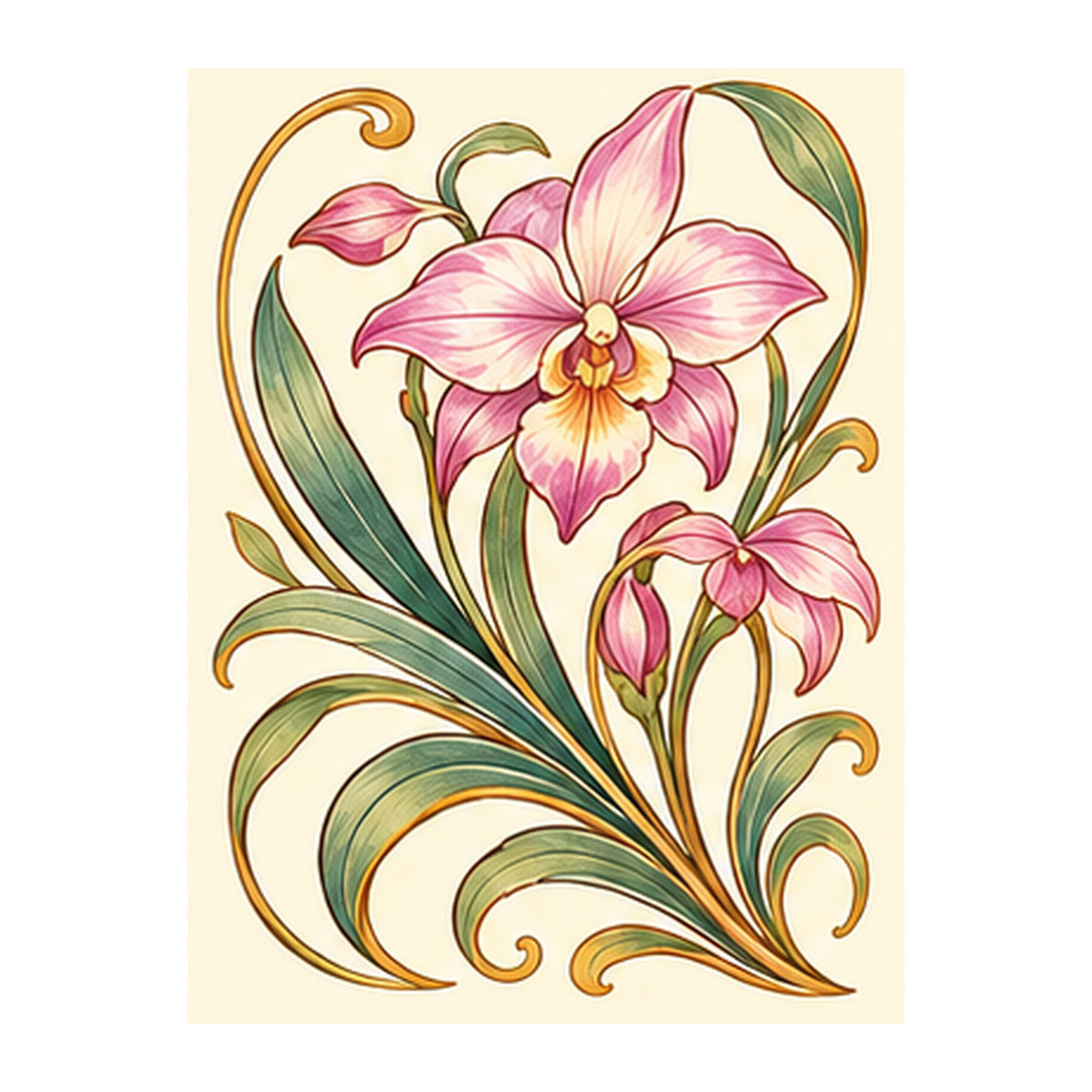 Nouveau Orchid Orchid Mahjong Earrings | FWMJ135 — artwork detail